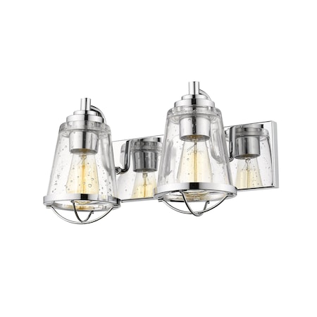 Z-Lite Mariner 2 Light Vanity, Chrome And Clear Seedy 444-2V-CH